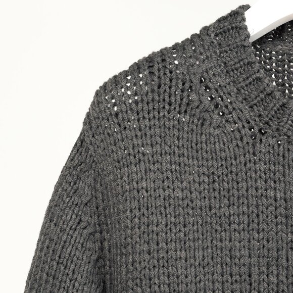 Stella McCartney Grey Oversized Crochet Trim Knit Sweater - Picture 5 of 12